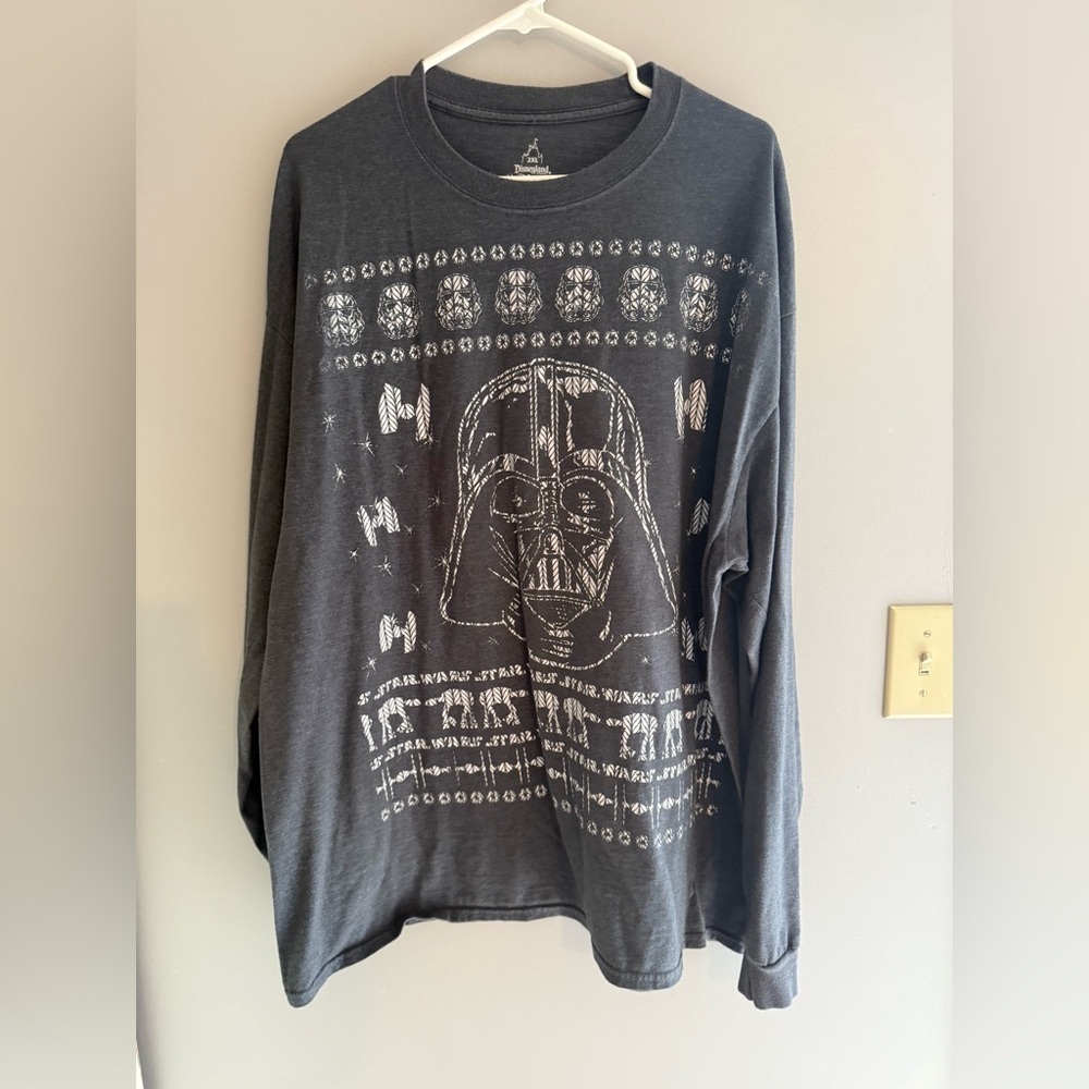 Disneyland Resort Star Wars Darth Vader Long Sleeve T Shirt Size 2X Grey Casual